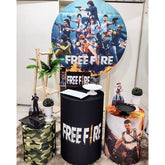 Aperturee Cartoon Game Cool Character Round Birthday Backdrop Kit